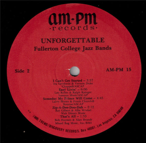Fullerton College Jazz Ensemble - Unforgettable Vinyl LP Record (Arrives in 21 days)